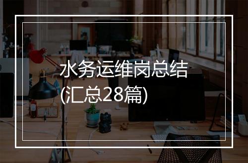 水务运维岗总结(汇总28篇)