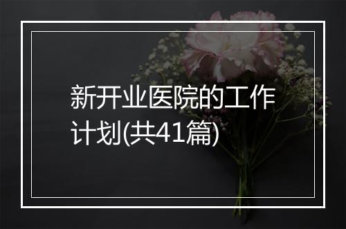 新开业医院的工作计划(共41篇)
