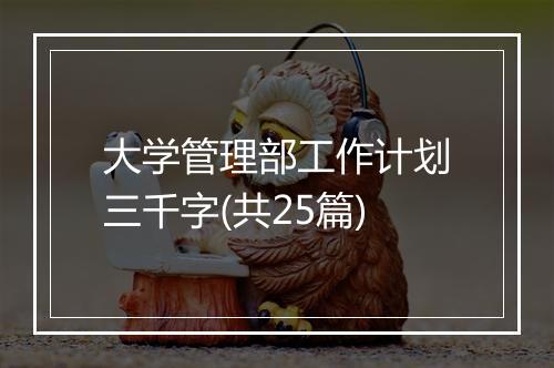 大学管理部工作计划三千字(共25篇)