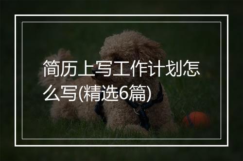 简历上写工作计划怎么写(精选6篇)