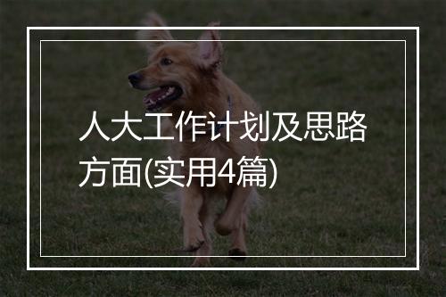 人大工作计划及思路方面(实用4篇)