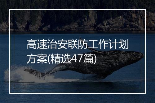 高速治安联防工作计划方案(精选47篇)