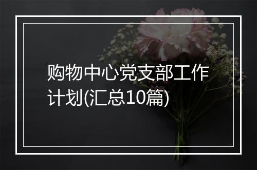 购物中心党支部工作计划(汇总10篇)