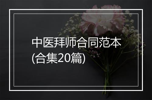 中医拜师合同范本(合集20篇)