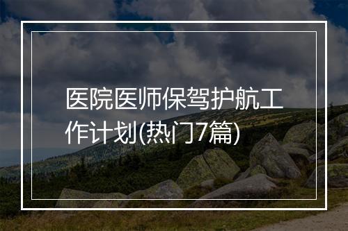 医院医师保驾护航工作计划(热门7篇)