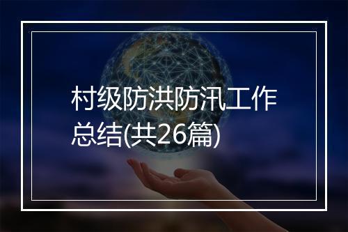 村级防洪防汛工作总结(共26篇)