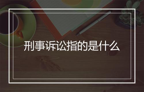 刑事诉讼指的是什么