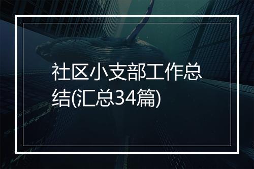 社区小支部工作总结(汇总34篇)