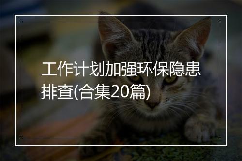 工作计划加强环保隐患排查(合集20篇)
