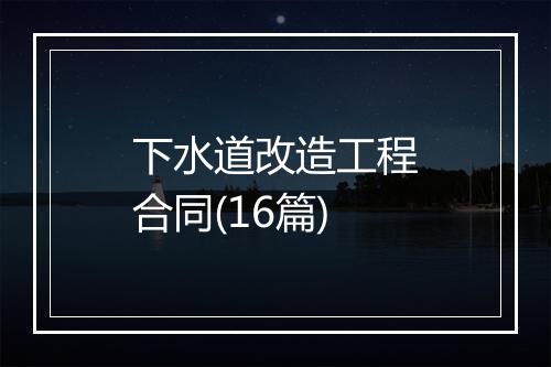 下水道改造工程合同(16篇)