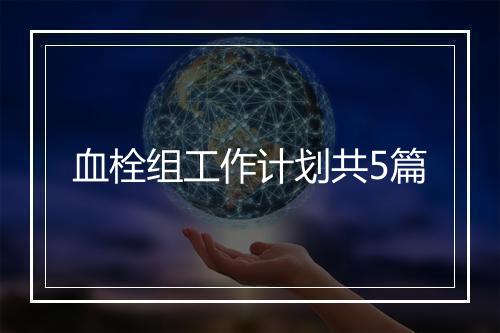 血栓组工作计划共5篇