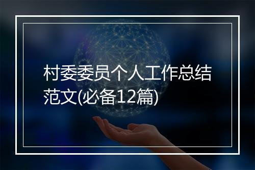 村委委员个人工作总结范文(必备12篇)