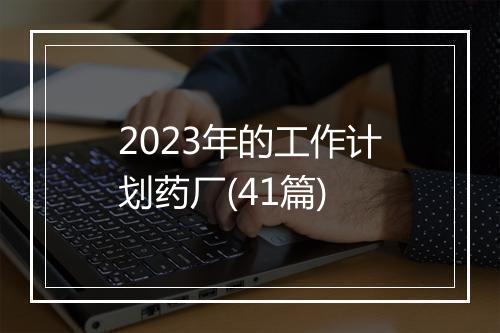 2023年的工作计划药厂(41篇)