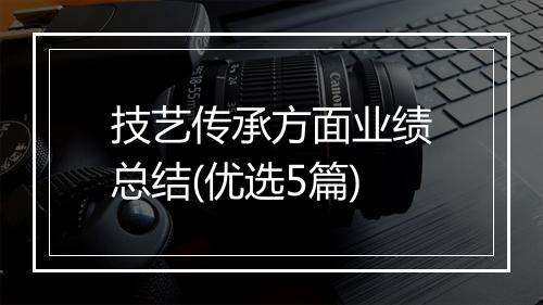 技艺传承方面业绩总结(优选5篇)