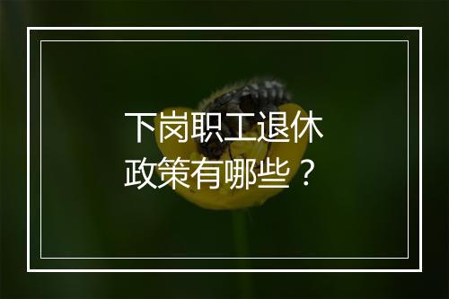 下岗职工退休政策有哪些？