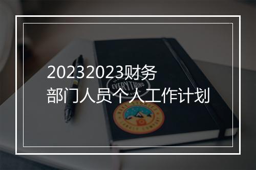 20232023财务部门人员个人工作计划