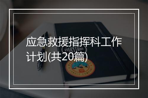 应急救援指挥科工作计划(共20篇)