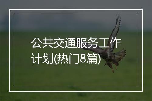 公共交通服务工作计划(热门8篇)