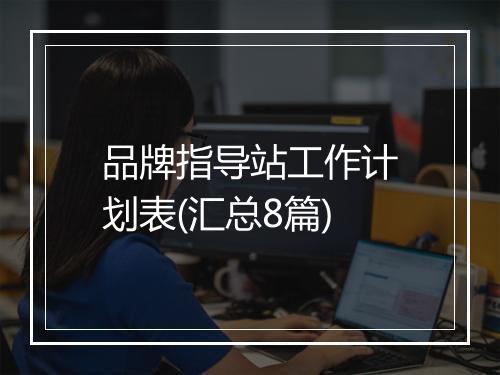 品牌指导站工作计划表(汇总8篇)
