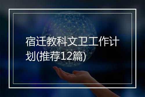 宿迁教科文卫工作计划(推荐12篇)