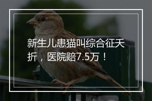 新生儿患猫叫综合征夭折，医院赔7.5万！