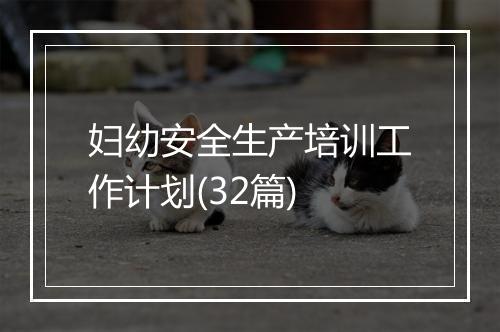 妇幼安全生产培训工作计划(32篇)