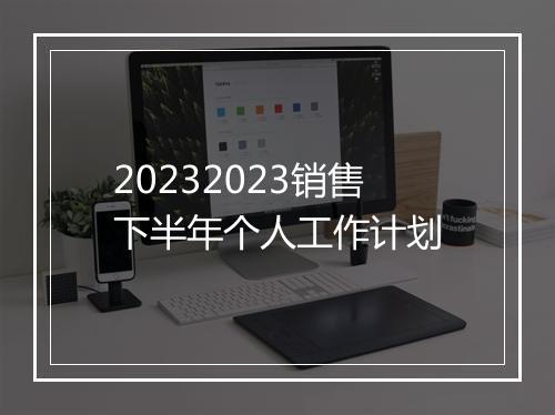 20232023销售下半年个人工作计划