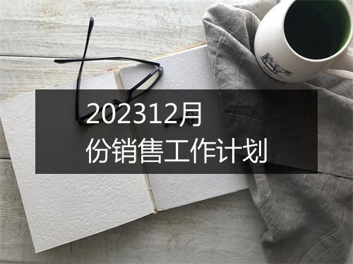 202312月份销售工作计划