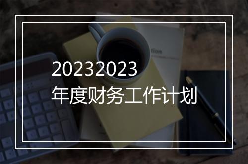 20232023年度财务工作计划