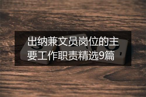 出纳兼文员岗位的主要工作职责精选9篇