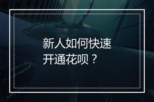 新人如何快速开通花呗？