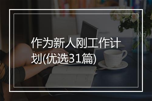 作为新人刚工作计划(优选31篇)