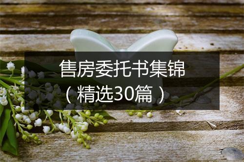 售房委托书集锦（精选30篇）