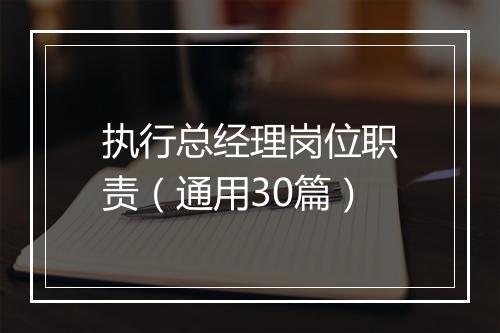 执行总经理岗位职责（通用30篇）