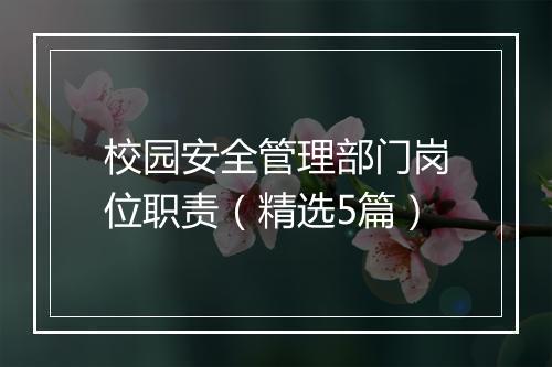 校园安全管理部门岗位职责（精选5篇）