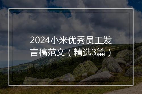 2024小米优秀员工发言稿范文（精选3篇）