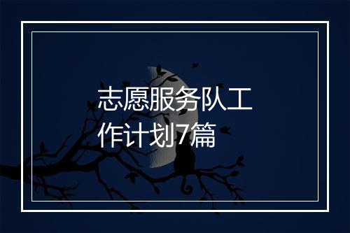 志愿服务队工作计划7篇