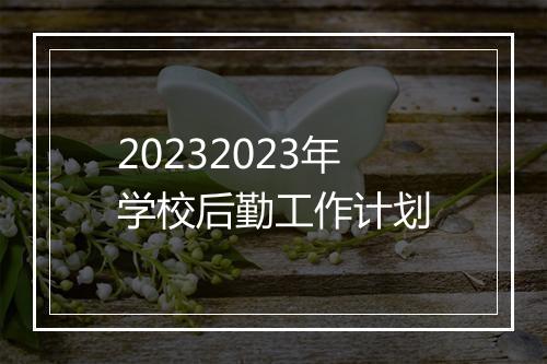 20232023年学校后勤工作计划