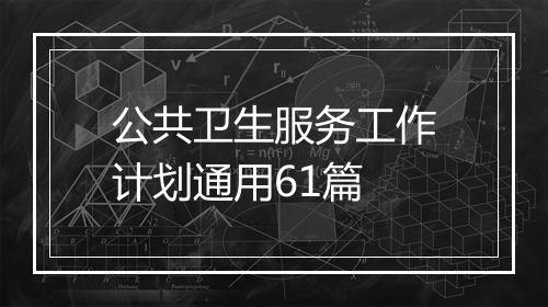 公共卫生服务工作计划通用61篇