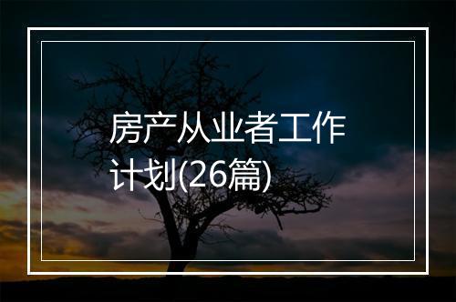 房产从业者工作计划(26篇)