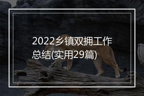 2022乡镇双拥工作总结(实用29篇)