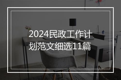 2024民政工作计划范文细选11篇