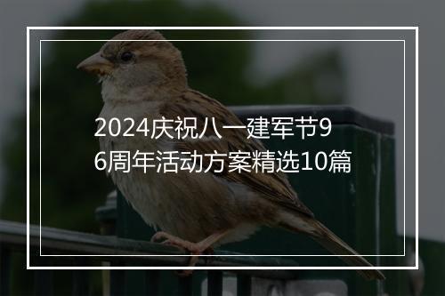 2024庆祝八一建军节96周年活动方案精选10篇