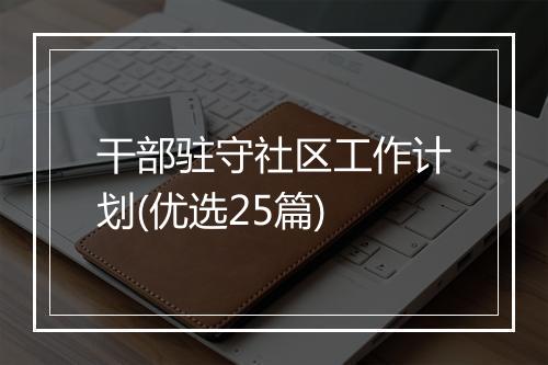 干部驻守社区工作计划(优选25篇)