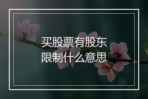 买股票有股东限制什么意思