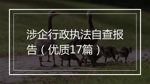 涉企行政执法自查报告（优质17篇）