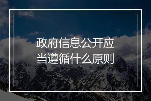 政府信息公开应当遵循什么原则