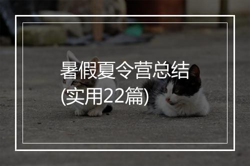 暑假夏令营总结(实用22篇)