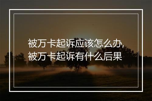 被万卡起诉应该怎么办,被万卡起诉有什么后果