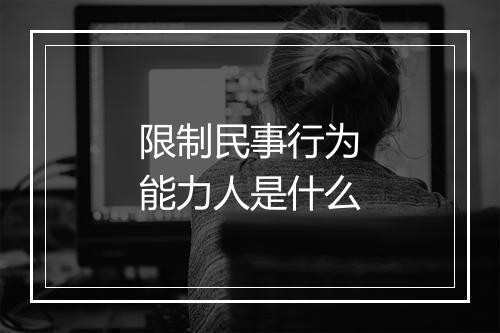 限制民事行为能力人是什么